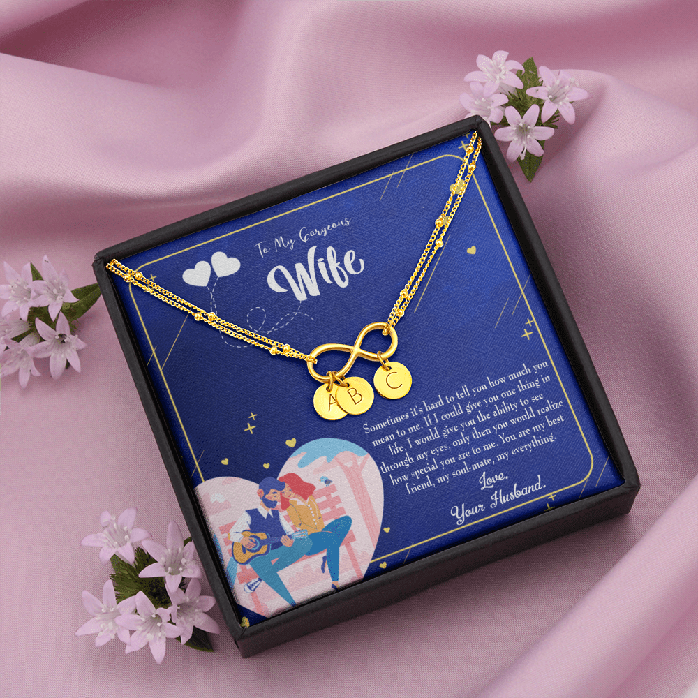 To My Wife My Soulmate My Everything Blue Infinity Bracelet With Initial Charms - Infinity Bracelet