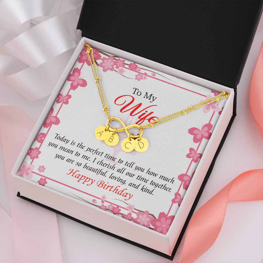 To My Wife Perfect Time Infinity Bracelet With Initial Charms - Infinity Bracelet