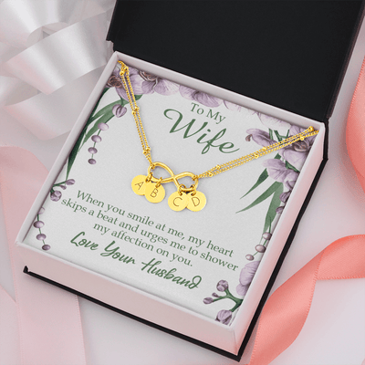 To My Wife When You Smile At Me Infinity Bracelet With Initial Charms - Infinity Bracelet