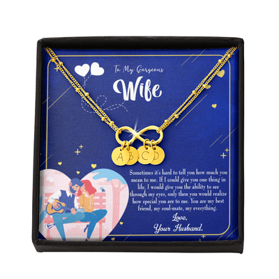 To My Wife My Soulmate My Everything Blue Infinity Bracelet With Initial Charms - Infinity Bracelet