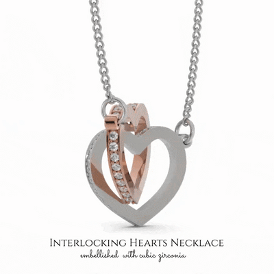Girlfriend Necklace Message Card Out Of Habit Inseparable Love Pendant Surgical Steel Girlfriend Birthday Card Romantic - Interlocking Hearts Necklace