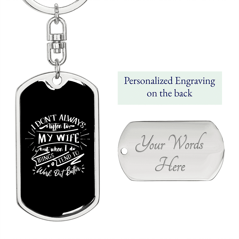 To My Wife  Work Out Better Keychain Stainless Steel or 18k Gold Dog Tag Keyring - Dog Tag with Swivel Keychain
