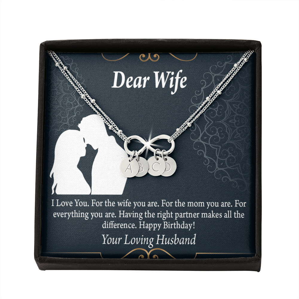 To My Wife Happy Birthday Dear Infinity Bracelet With Initial Charms - Infinity Bracelet