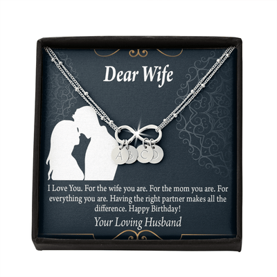 To My Wife Happy Birthday Dear Infinity Bracelet With Initial Charms - Infinity Bracelet