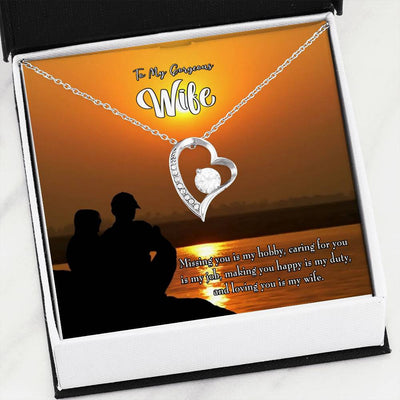 Gift For Wife Missing You Forever Love NecklaceHeart Pendant Stainless Steel or 18k Gold - Forever Love Necklace Gift Idea For Woman