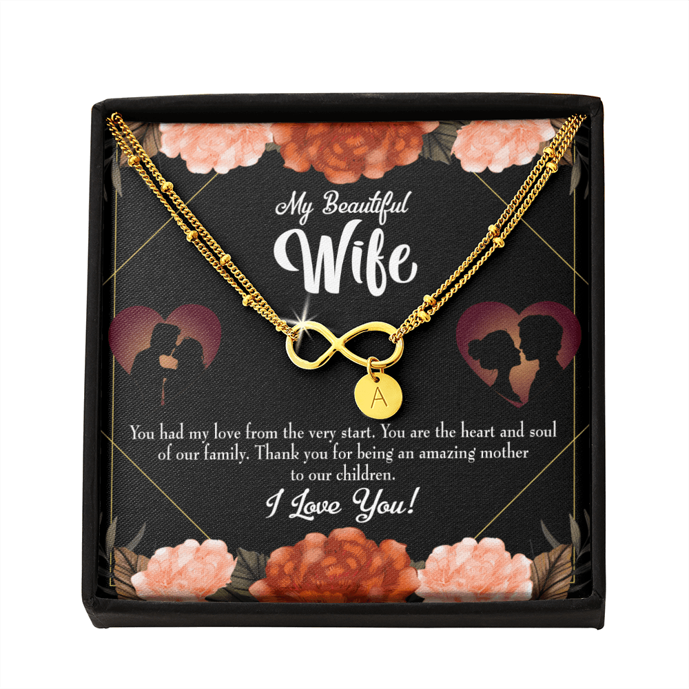 To My Wife Heart And Soul Infinity Bracelet With Initial Charms - Infinity Bracelet