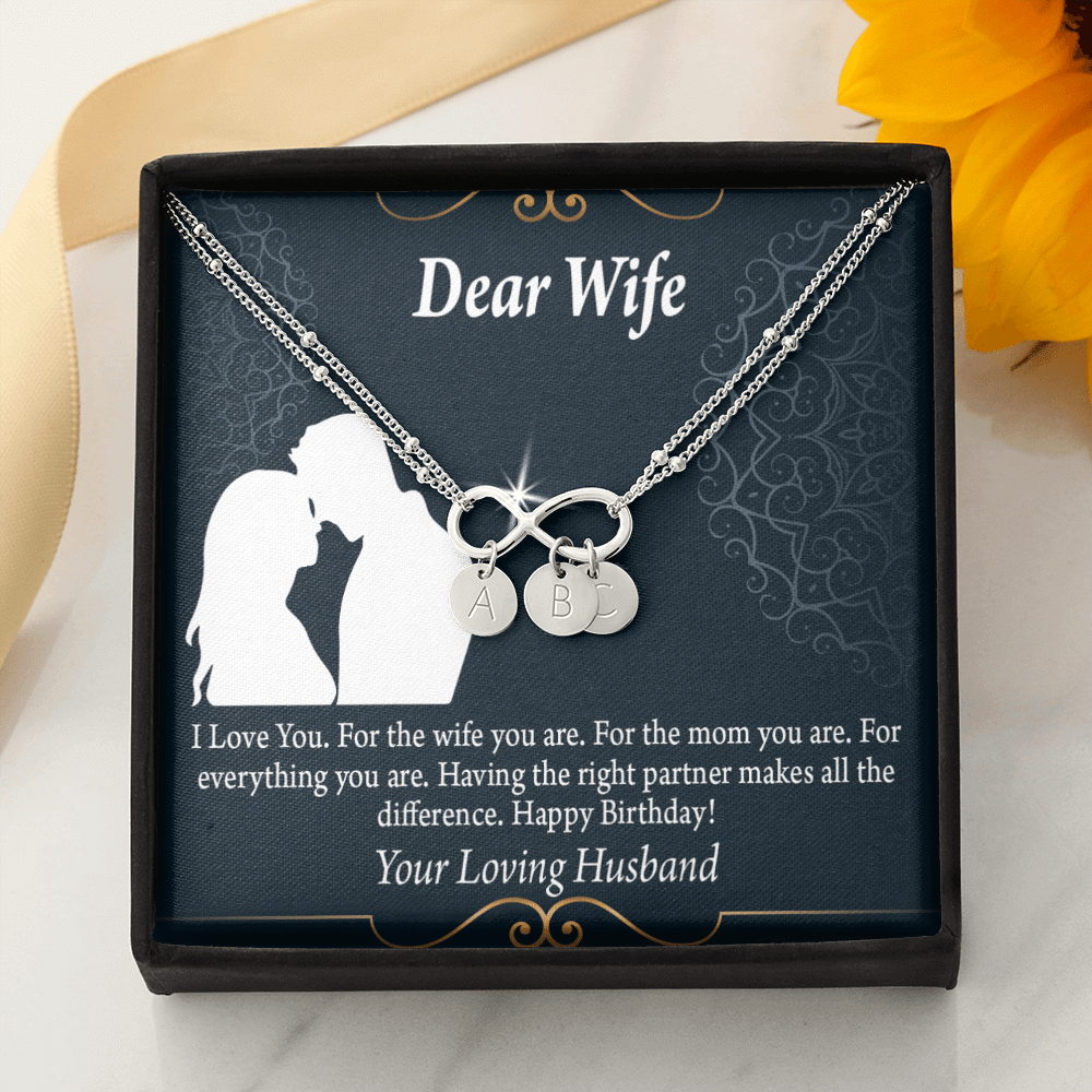 To My Wife Happy Birthday Dear Infinity Bracelet With Initial Charms - Infinity Bracelet