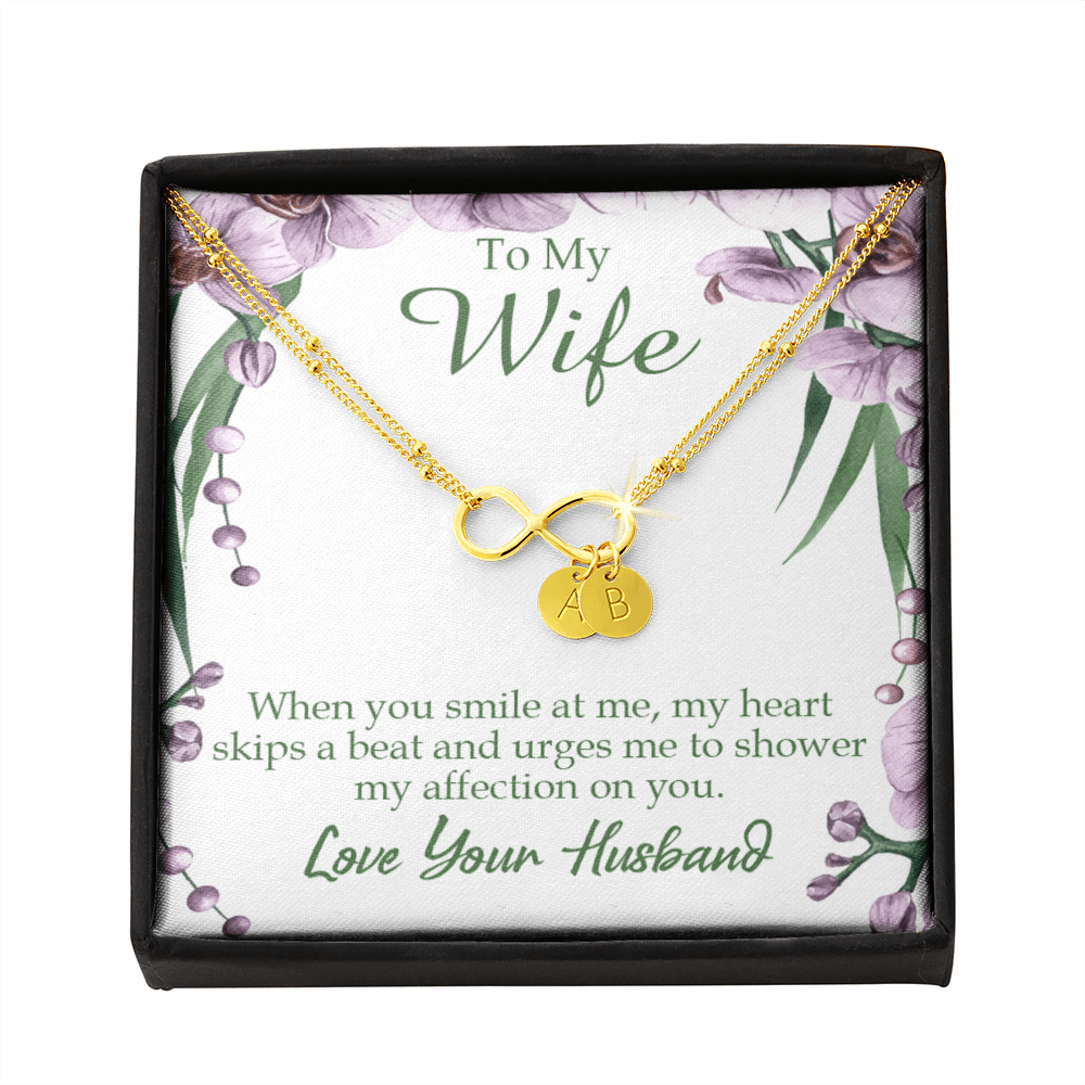 To My Wife When You Smile At Me Infinity Bracelet With Initial Charms - Infinity Bracelet