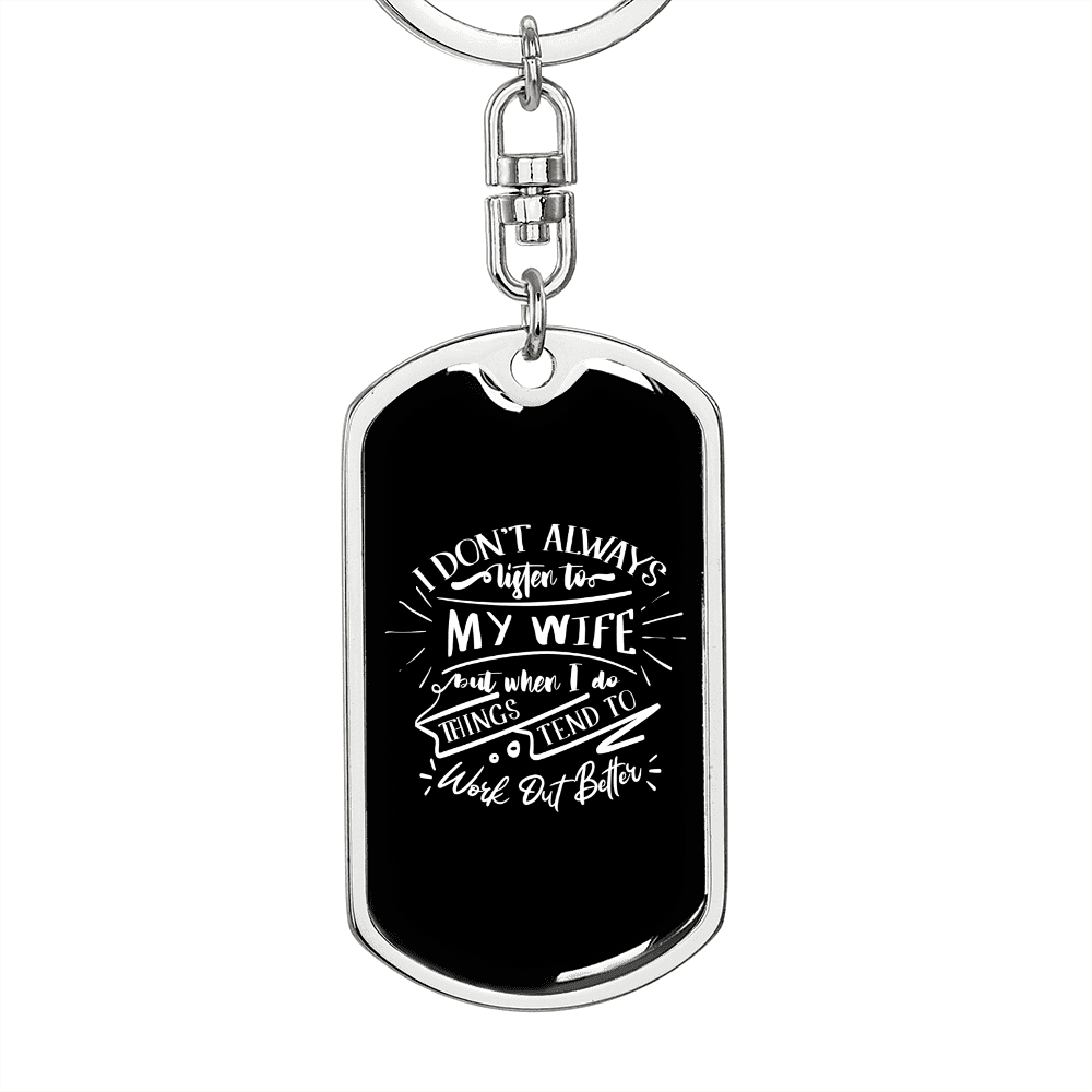 To My Wife  Work Out Better Keychain Stainless Steel or 18k Gold Dog Tag Keyring - Dog Tag with Swivel Keychain
