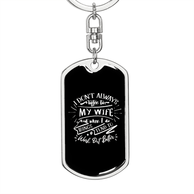 To My Wife  Work Out Better Keychain Stainless Steel or 18k Gold Dog Tag Keyring - Dog Tag with Swivel Keychain