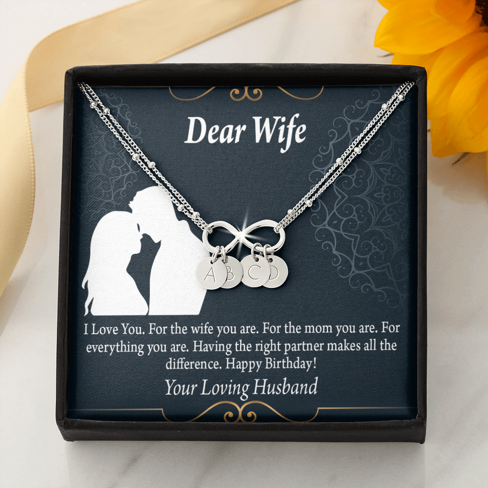 To My Wife Happy Birthday Dear Infinity Bracelet With Initial Charms - Infinity Bracelet