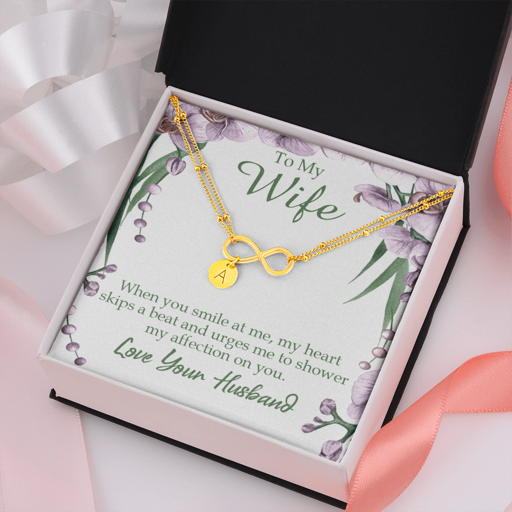 To My Wife When You Smile At Me Infinity Bracelet With Initial Charms - Infinity Bracelet