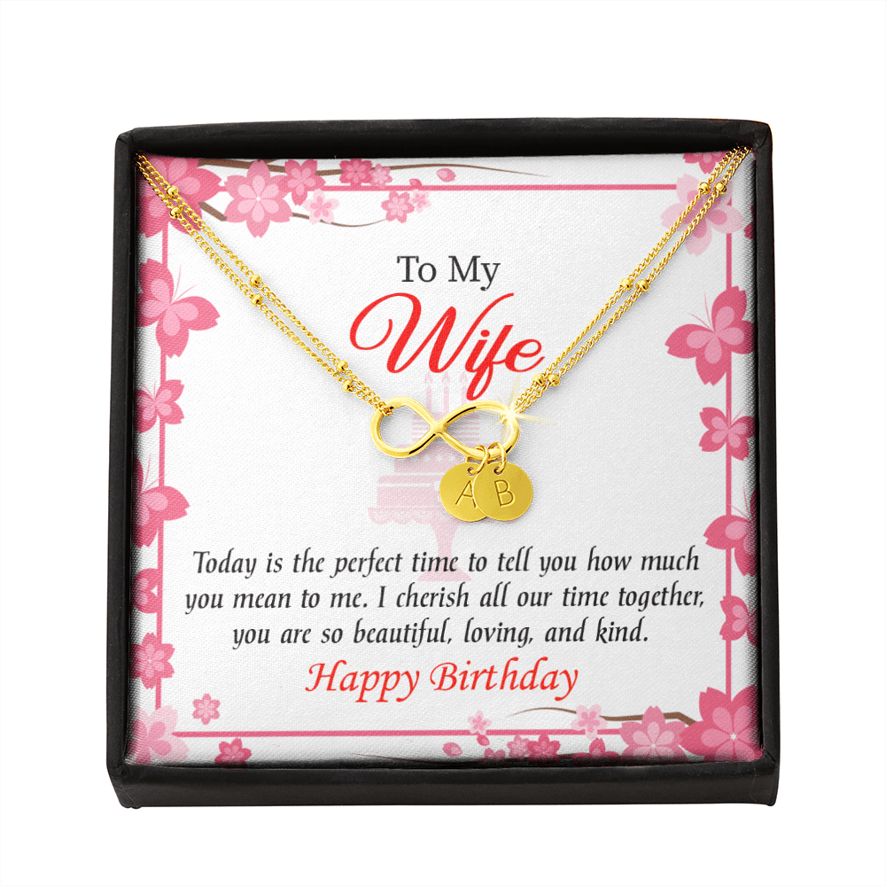 To My Wife Perfect Time Infinity Bracelet With Initial Charms - Infinity Bracelet