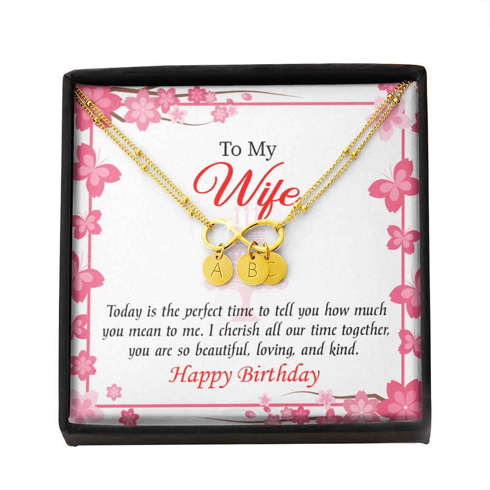 To My Wife Perfect Time Infinity Bracelet With Initial Charms - Infinity Bracelet