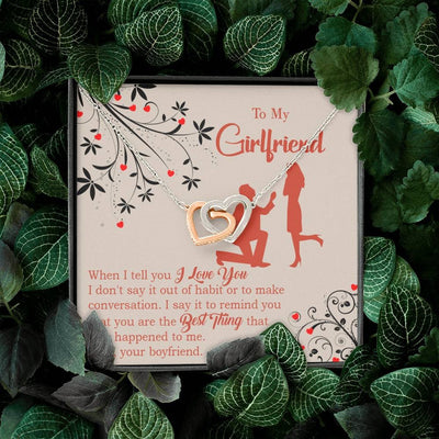 Girlfriend Necklace Message Card Out Of Habit Inseparable Love Pendant Surgical Steel Girlfriend Birthday Card Romantic - Interlocking Hearts Necklace