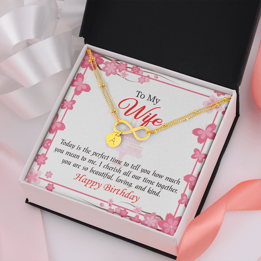To My Wife Perfect Time Infinity Bracelet With Initial Charms - Infinity Bracelet