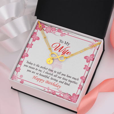 To My Wife Perfect Time Infinity Bracelet With Initial Charms - Infinity Bracelet