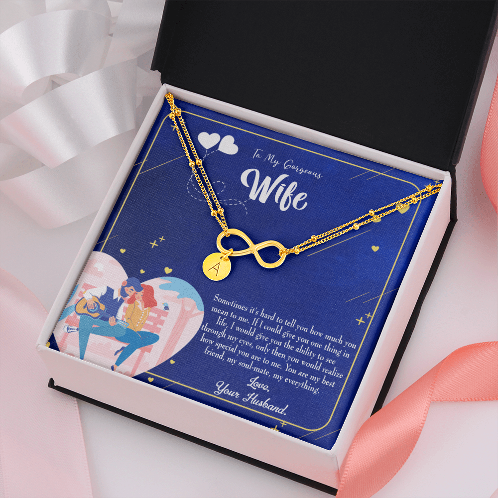 To My Wife My Soulmate My Everything Blue Infinity Bracelet With Initial Charms - Infinity Bracelet