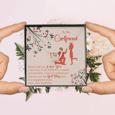 Girlfriend Necklace Message Card Out Of Habit Inseparable Love Pendant Surgical Steel Girlfriend Birthday Card Romantic - Interlocking Hearts Necklace