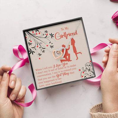 Girlfriend Necklace Message Card Out Of Habit Inseparable Love Pendant Surgical Steel Girlfriend Birthday Card Romantic - Interlocking Hearts Necklace