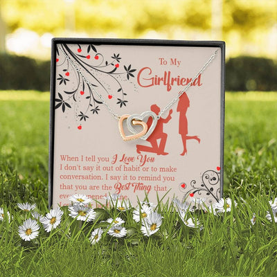 Girlfriend Necklace Message Card Out Of Habit Inseparable Love Pendant Surgical Steel Girlfriend Birthday Card Romantic - Interlocking Hearts Necklace
