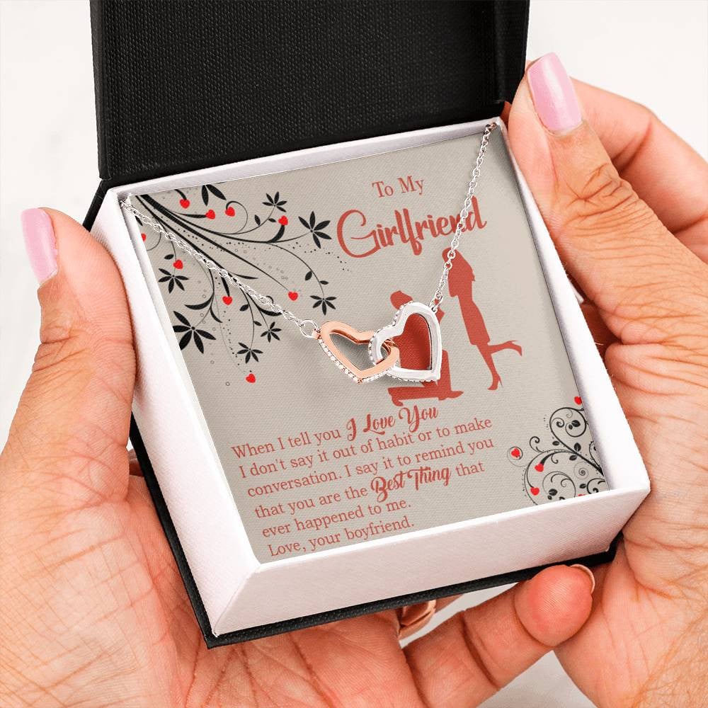 Girlfriend Necklace Message Card Out Of Habit Inseparable Love Pendant Surgical Steel Girlfriend Birthday Card Romantic - Interlocking Hearts Necklace