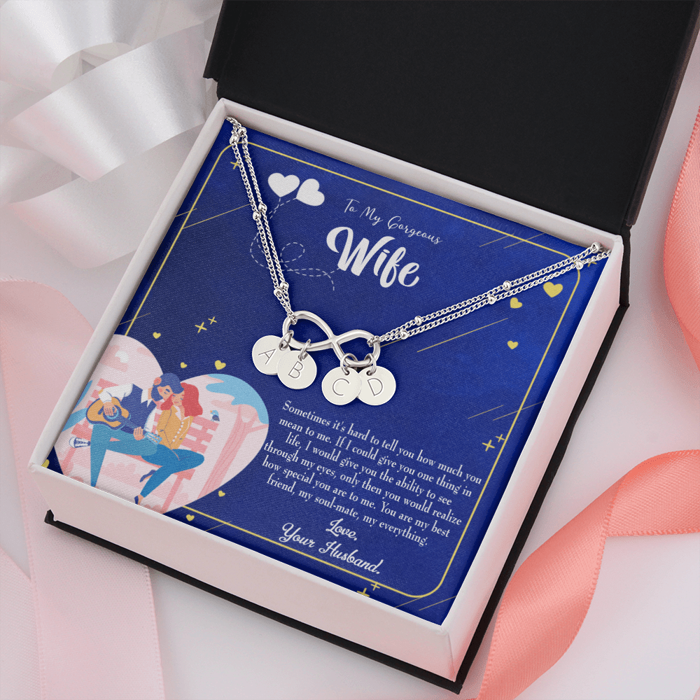 To My Wife My Soulmate My Everything Blue Infinity Bracelet With Initial Charms - Infinity Bracelet
