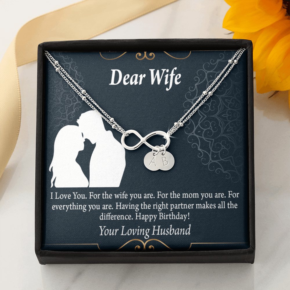 To My Wife Happy Birthday Dear Infinity Bracelet With Initial Charms - Infinity Bracelet
