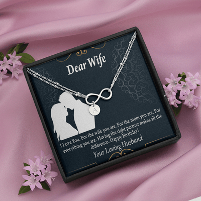 To My Wife Happy Birthday Dear Infinity Bracelet With Initial Charms - Infinity Bracelet