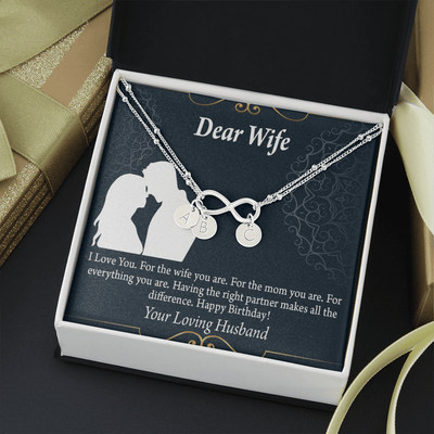 To My Wife Happy Birthday Dear Infinity Bracelet With Initial Charms - Infinity Bracelet
