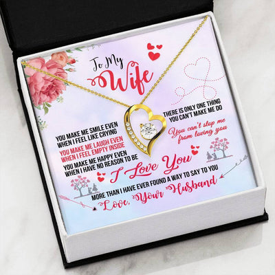 To My Wife You Make Me Smile Forever Pendant Necklace Message Card - Forever Love Necklace Gift Idea For Woman