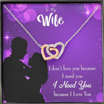 Wife Gift For Wife Birthday Because I Love You Inseparable Love Pendant 18k Rose Gold Finish 16� - Interlocking Hearts Necklace