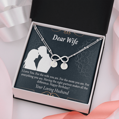 To My Wife Happy Birthday Dear Infinity Bracelet With Initial Charms - Infinity Bracelet