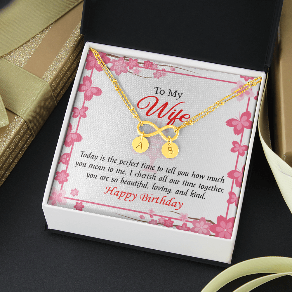 To My Wife Perfect Time Infinity Bracelet With Initial Charms - Infinity Bracelet