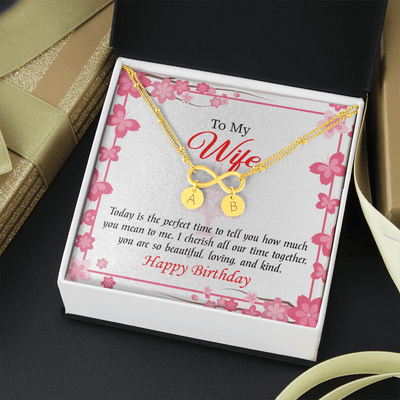 To My Wife Perfect Time Infinity Bracelet With Initial Charms - Infinity Bracelet