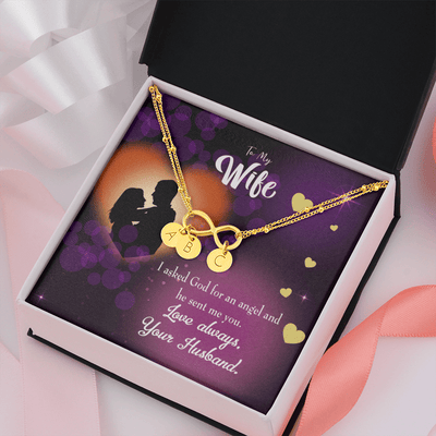 To My Wife You're An Angel Infinity Bracelet With Initial Charms - Infinity Bracelet