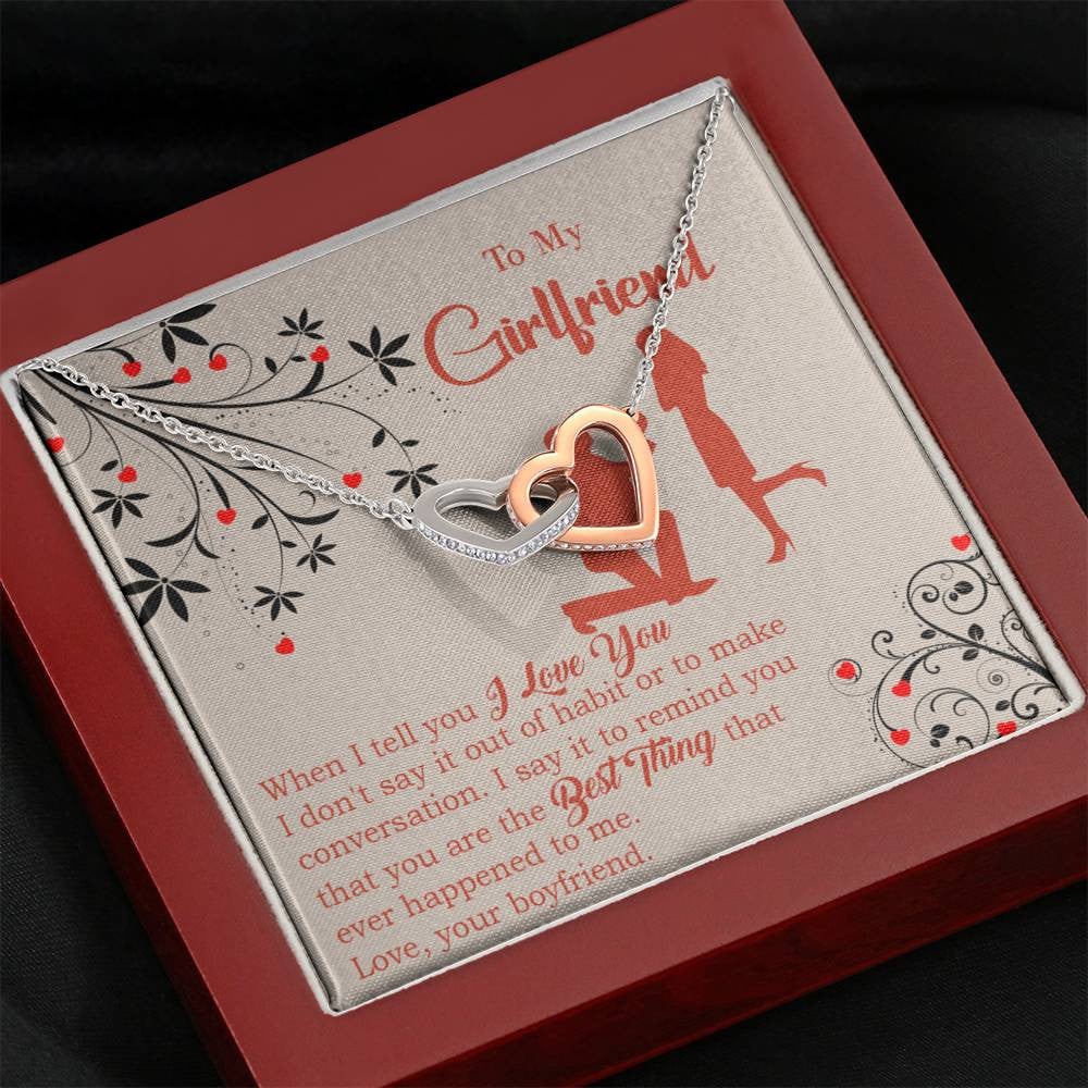 Girlfriend Necklace Message Card Out Of Habit Inseparable Love Pendant Surgical Steel Girlfriend Birthday Card Romantic - Interlocking Hearts Necklace