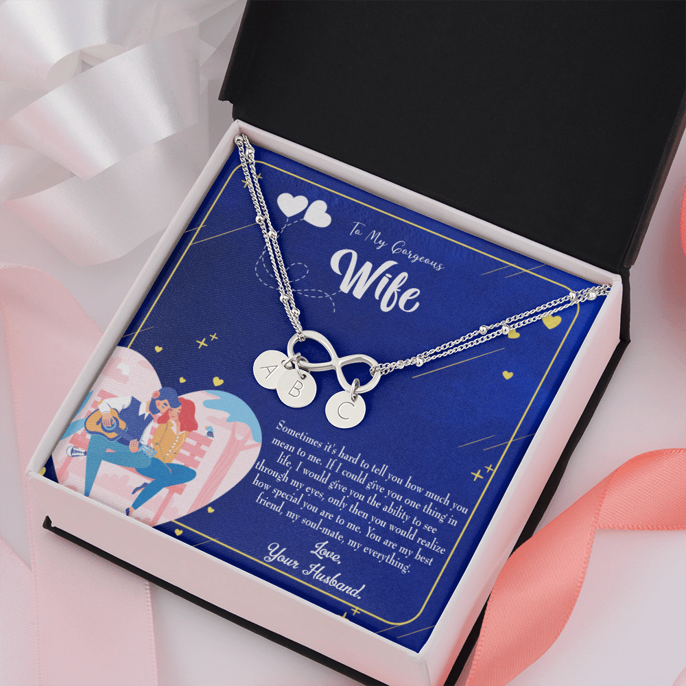 To My Wife My Soulmate My Everything Blue Infinity Bracelet With Initial Charms - Infinity Bracelet