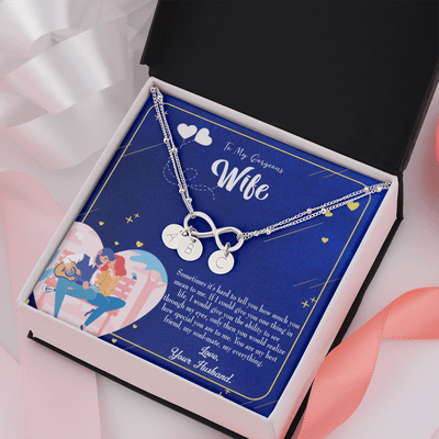 To My Wife My Soulmate My Everything Blue Infinity Bracelet With Initial Charms - Infinity Bracelet
