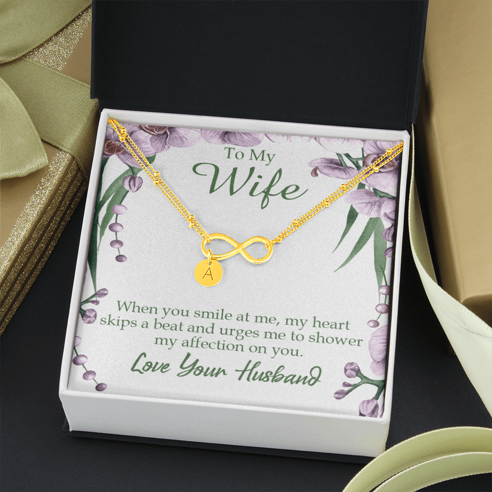 To My Wife When You Smile At Me Infinity Bracelet With Initial Charms - Infinity Bracelet