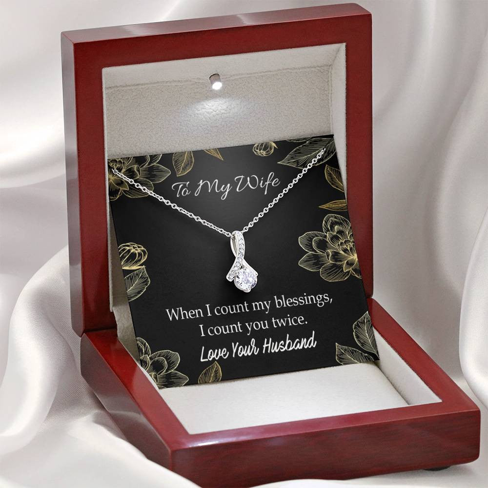 To My Wife Blessings Eternity Ribbon Stone Necklace Jewelry Gift  Stainless Steel - Alluring Beauty Necklace Gift For Her