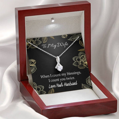 To My Wife Blessings Eternity Ribbon Stone Necklace Jewelry Gift  Stainless Steel - Alluring Beauty Necklace Gift For Her