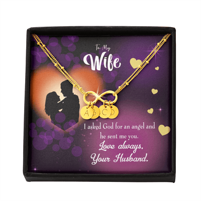To My Wife You're An Angel Infinity Bracelet With Initial Charms - Infinity Bracelet