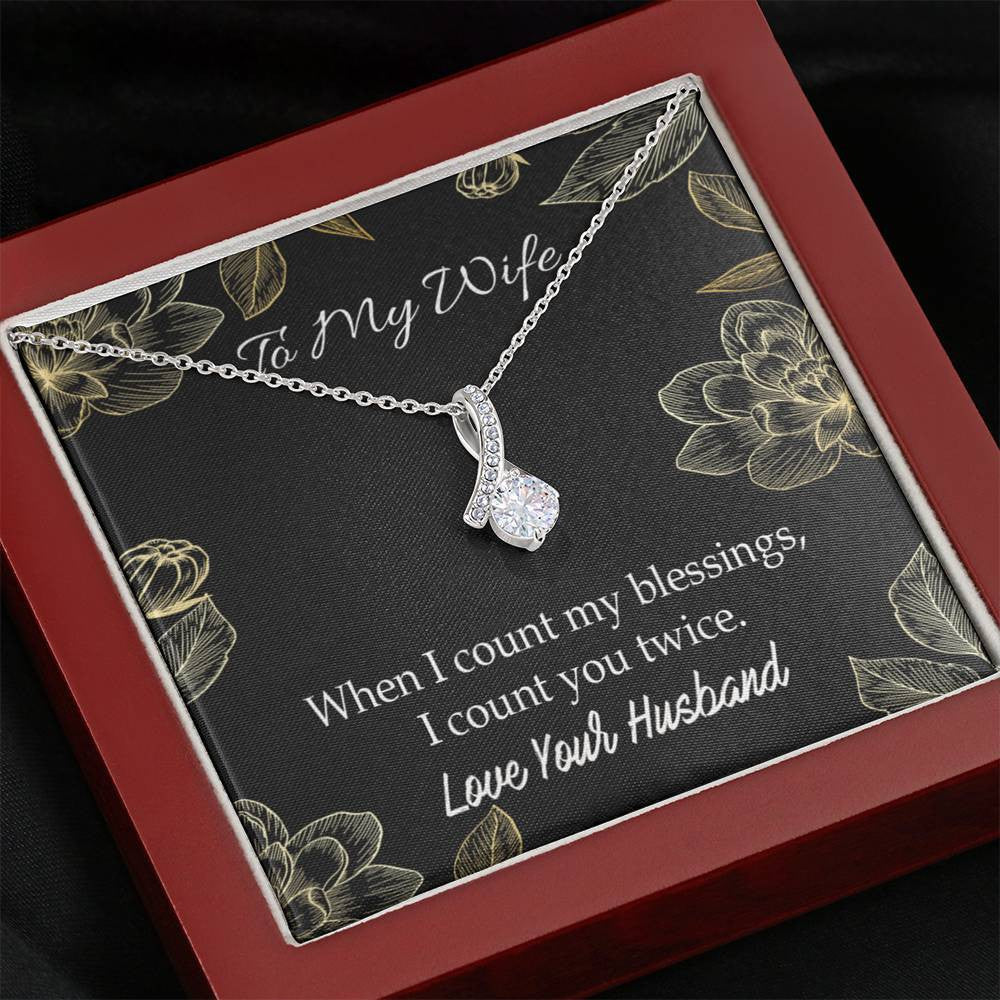 To My Wife Blessings Eternity Ribbon Stone Necklace Jewelry Gift  Stainless Steel - Alluring Beauty Necklace Gift For Her