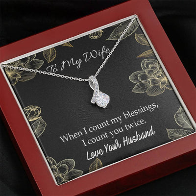 To My Wife Blessings Eternity Ribbon Stone Necklace Jewelry Gift  Stainless Steel - Alluring Beauty Necklace Gift For Her