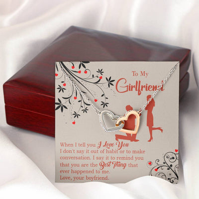 Girlfriend Necklace Message Card Out Of Habit Inseparable Love Pendant Surgical Steel Girlfriend Birthday Card Romantic - Interlocking Hearts Necklace