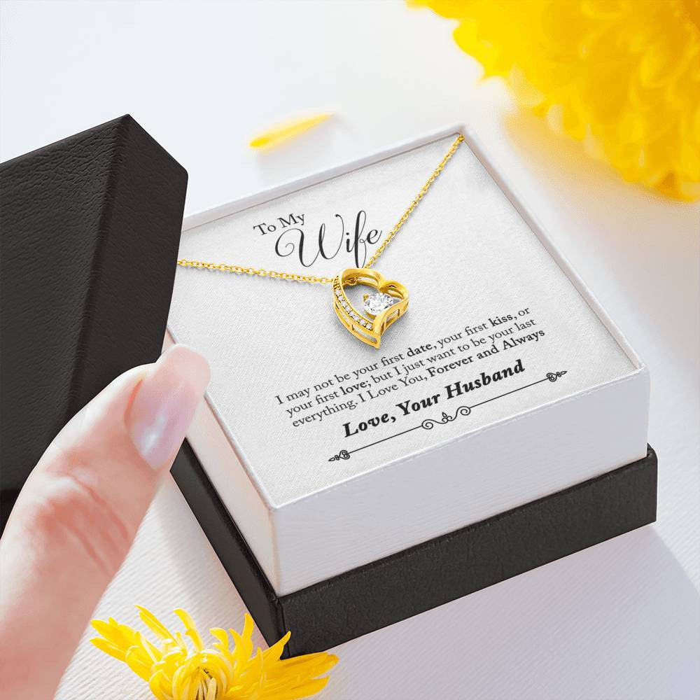 To My Wife Forever & Always Pendant 18k Gold or Stainless Steel 18" Necklace - Forever Love Necklace Gift Idea For Woman
