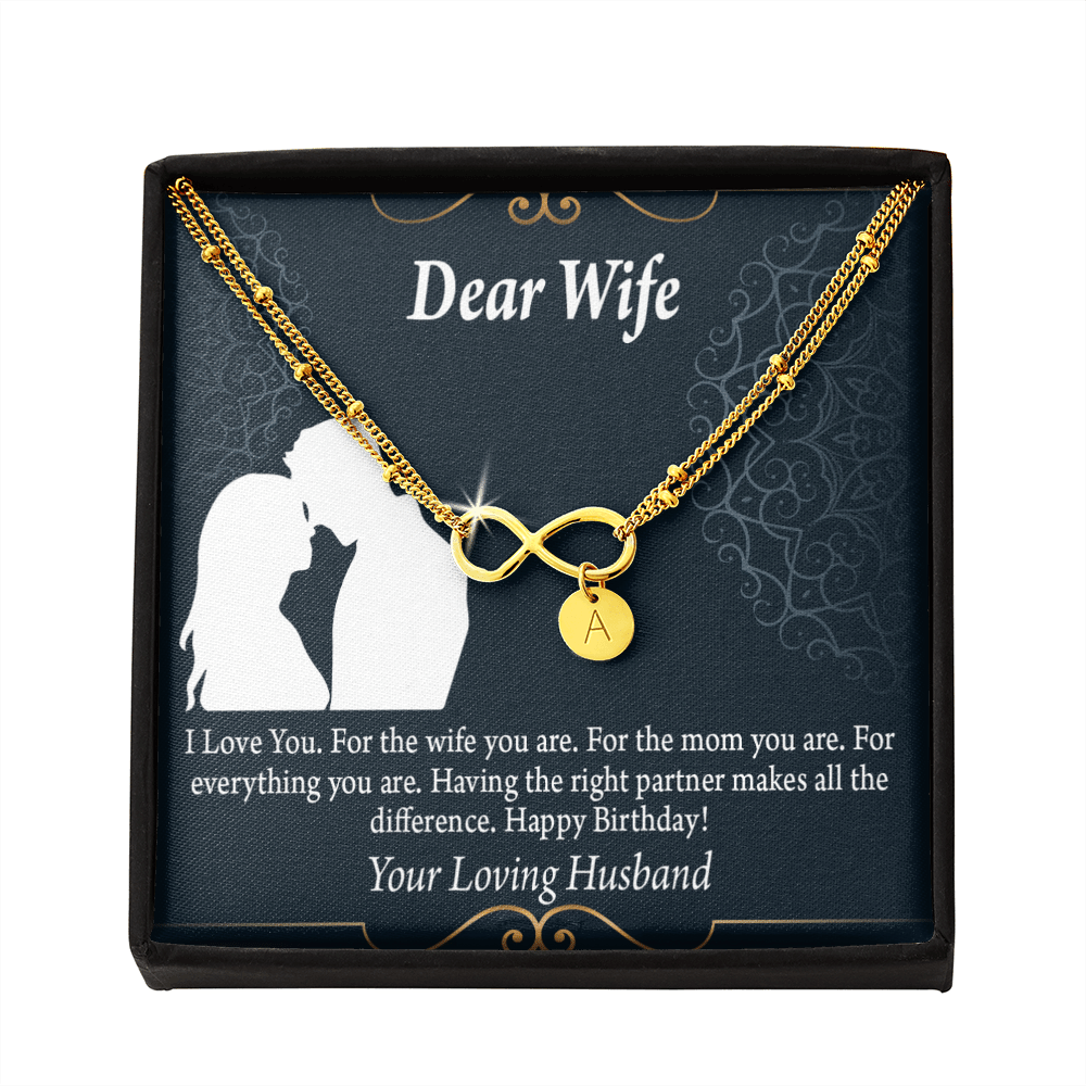 To My Wife Happy Birthday Dear Infinity Bracelet With Initial Charms - Infinity Bracelet