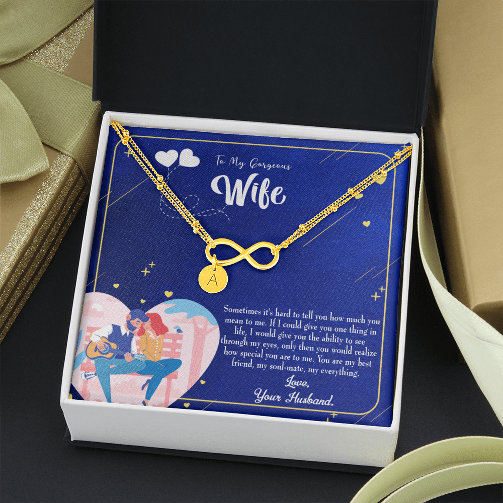 To My Wife My Soulmate My Everything Blue Infinity Bracelet With Initial Charms - Infinity Bracelet