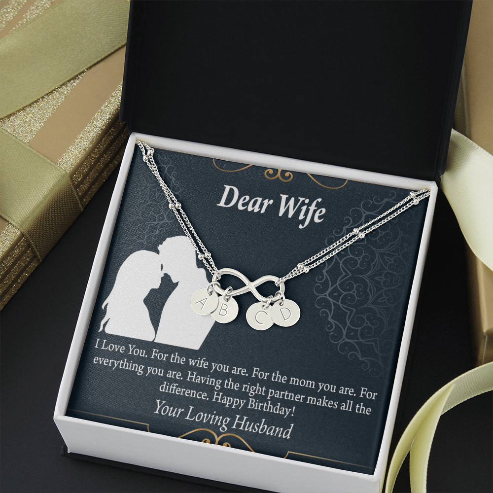 To My Wife Happy Birthday Dear Infinity Bracelet With Initial Charms - Infinity Bracelet